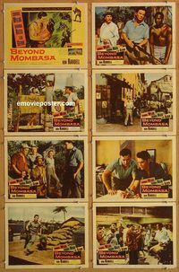 a947 BEYOND MOMBASA 8 movie lobby cards '57 Cornel Wilde, Donna Reed