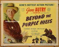a200 BEYOND THE PURPLE HILLS title lobby card '50 Gene Autry western!