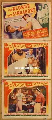 b322 BLONDE FROM SINGAPORE 3 movie lobby cards '41 Leif Erikson