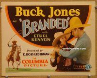 a219 BRANDED title lobby card '31 Buck Jones, cowboy western!
