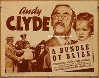 a225 BUNDLE OF BLISS title lobby card '40 Andy Clyde, Esther Howard