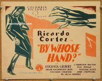 a226 BY WHOSE HAND title lobby card '27 great wild artwork image!