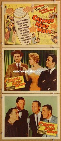 b324 CALYPSO HEAT WAVE 3 movie lobby cards '57 Desmond, The Tarriers!