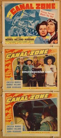 b325 CANAL ZONE 3 movie lobby cards '42 Lloyd Bridges, Stan Andrews
