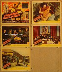 b270 COMMANDOS STRIKE AT DAWN 5 movie lobby cards '42 Paul Muni