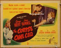 a243 CORPSE CAME COD title lobby card '47 Joan Blondell, Brent