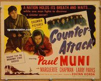 a244 COUNTER-ATTACK title lobby card '45 Paul Muni, Chapman, WWII