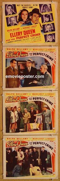 b294 ELLERY QUEEN & THE PERFECT CRIME 4 movie lobby cards '41 Bellamy