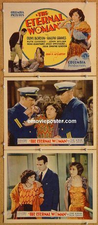 b329 ETERNAL WOMAN 3 movie lobby cards '29 Olive Borden, Ralph Graves