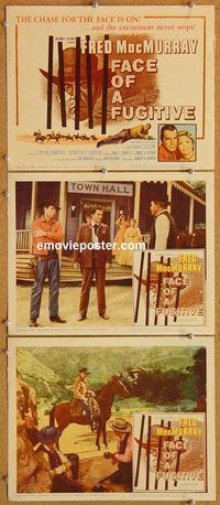 b330 FACE OF A FUGITIVE 3 movie lobby cards '59 Fred MacMurray, crime!