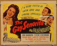 a271a GAY SENORITA title movie lobby card '45 Jinx Falkenburg, Jim Bannon