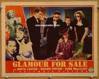 a471 GLAMOUR FOR SALE movie lobby card '40 Anita Louise, Roger Pryor