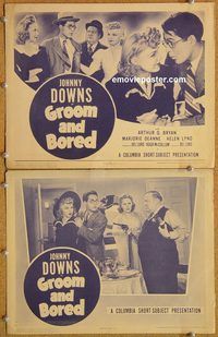 b405 GROOM & BORED 2 movie lobby cards '42 Johnny Downs, Marjorie Deanne