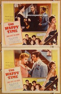 b408 HAPPY TIME 2 movie lobby cards '52 Charles Boyer, Louis Jourdan