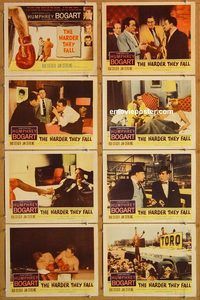 b036 HARDER THEY FALL 8 movie lobby cards '56 Humphrey Bogart, boxing!