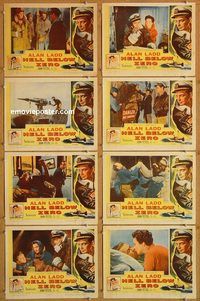b039 HELL BELOW ZERO 8 movie lobby cards '54 Alan Ladd, Joan Tetzel