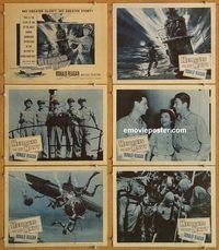 b252 HELLCATS OF THE NAVY 6 movie lobby cards '57 Ronald Reagan, WWII