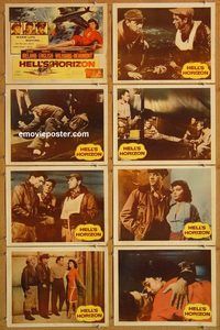 b040 HELL'S HORIZON 8 movie lobby cards '55 John Ireland, warm lips!