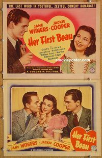 b410 HER FIRST BEAU 2 movie lobby cards '41 Jane Withers, Cooper