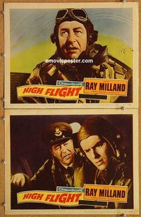 b411 HIGH FLIGHT 2 movie lobby cards '57 Ray Milland, Anthony Newley
