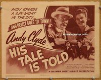 a284 HIS TALE IS TOLD title lobby card '44 Andy Clyde, McIntyre