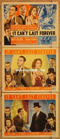 b338 IT CAN'T LAST FOREVER 3 movie lobby cards '37 Ralph Bellamy