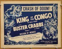 a299 KING OF THE CONGO Chap 1 title lobby card '52 Buster Crabbe serial!