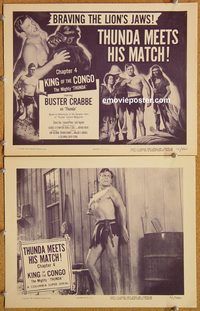 b415 KING OF THE CONGO 2 Chap 4 movie lobby cards '52 Buster Crabbe