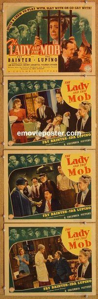 b298 LADY & THE MOB 4 movie lobby cards '39 Ida Lupino, Fay Bainter