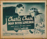 a313 MAN BITES LOVEBUG title lobby card '37 Charlie Chase comedy!