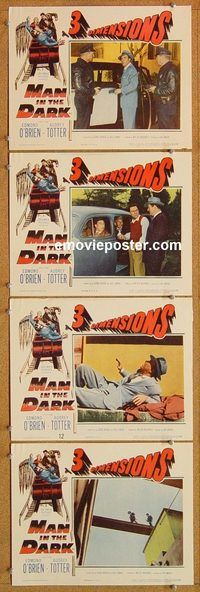 b301 MAN IN THE DARK 4 movie lobby cards '53 3-D, Edmond O'Brien