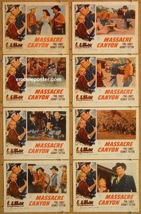 b090 MASSACRE CANYON 8 movie lobby cards '54 Phil Carey, Totter