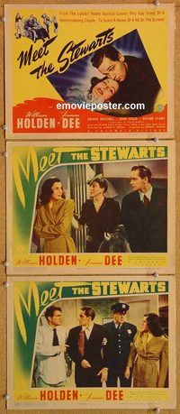 b349 MEET THE STEWARTS 3 movie lobby cards '42 William Holden, F. Dee