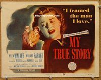 a325 MY TRUE STORY title lobby card '51 Rooney, betrayed by a dame!