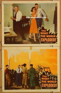 b426 NIGHT THE WORLD EXPLODED 2 movie lobby cards '57 Kathryn Grant