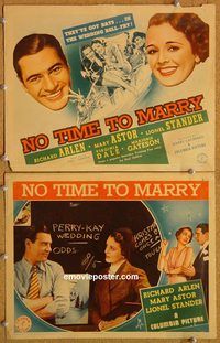 b427 NO TIME TO MARRY 2 movie lobby cards '38 Richard Arlen, Astor