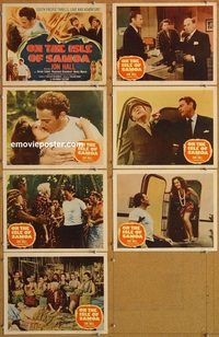 b234 ON THE ISLE OF SAMOA 7 movie lobby cards '50 Jon Hall, Susan Cabot