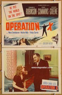 b430 OPERATION X 2 movie lobby cards '50 Edward G. Robinson, Cummins