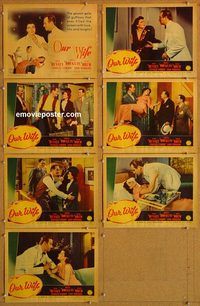 b235 OUR WIFE 7 movie lobby cards '41 Melvyn Douglas, Ruth Hussey