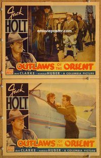 b431 OUTLAWS OF THE ORIENT 2 movie lobby cards '37 Jack Holt, Clarke