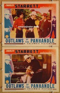 b432 OUTLAWS OF THE PANHANDLE 2 movie lobby cards '41 Charles Starrett