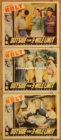b353 OUTSIDE THE 3-MILE LIMIT 3 movie lobby cards '40 Jack Holt