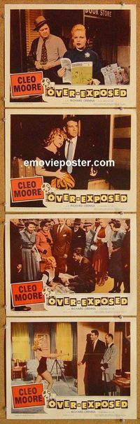 b305 OVER-EXPOSED 4 movie lobby cards '56 super sexy Cleo Moore!