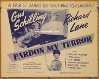 a334 PARDON MY TERROR title lobby card '46 Gus Schilling, McIntyre