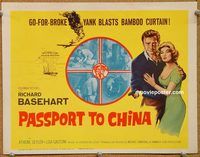 a335 PASSPORT TO CHINA title lobby card '61 Hammer, Richard Basehart