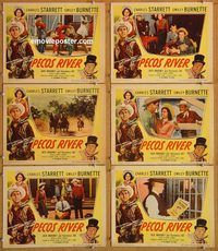 b260 PECOS RIVER 6 movie lobby cards '51 Charles Starrett, Burnette