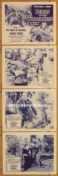 b309 PERILS OF THE WILDERNESS 4 Chap 3 movie lobby cards '55 serial