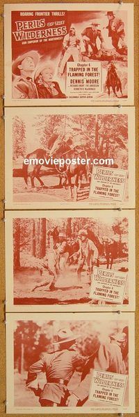 b310 PERILS OF THE WILDERNESS 4 Chap 6 movie lobby cards '55 serial