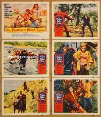 b261 PIRATES OF BLOOD RIVER 6 movie lobby cards '62 Kerwin Mathews