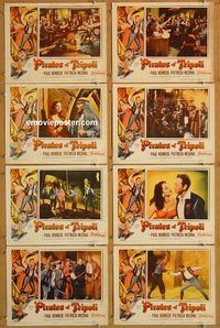 b125 PIRATES OF TRIPOLI 8 movie lobby cards '54 Paul Henreid, Medina